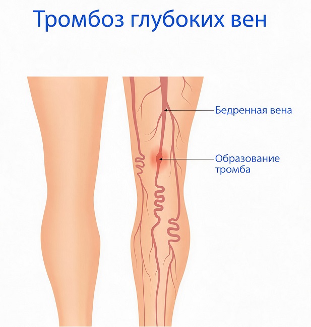 Тромбоз глубоких вен симптомы